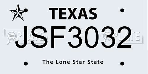 JSF3032 Texas License Plate