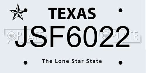 JSF6022 Texas License Plate