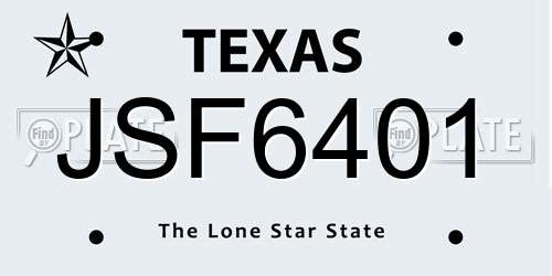 JSF6401 Texas License Plate