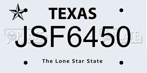 JSF6450 Texas License Plate