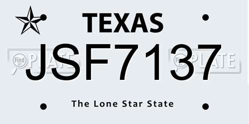 JSF7137 Texas License Plate