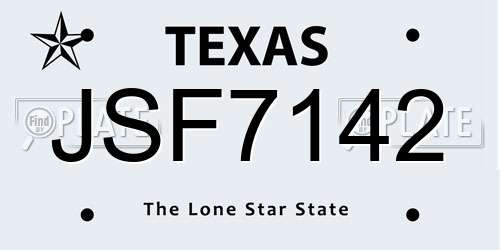 JSF7142 Texas License Plate