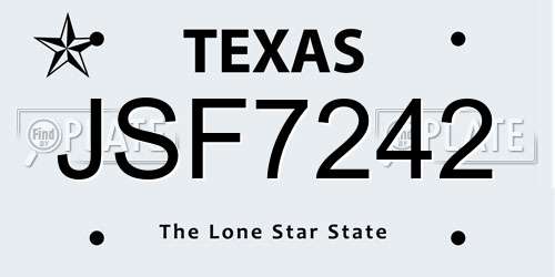 JSF7242 Texas License Plate
