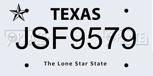 JSF9579 Texas License Plate