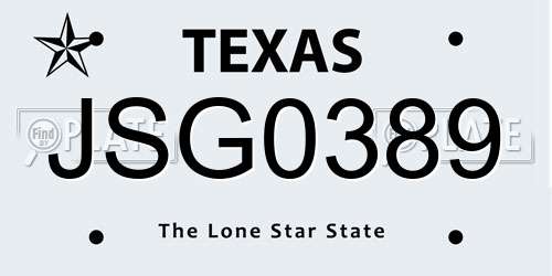 JSG0389 Texas License Plate