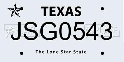 JSG0543 Texas License Plate