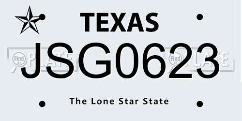 JSG0623 Texas License Plate