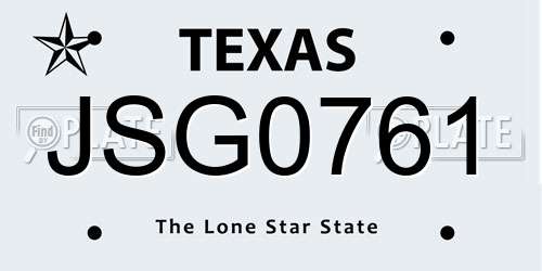 JSG0761 Texas License Plate