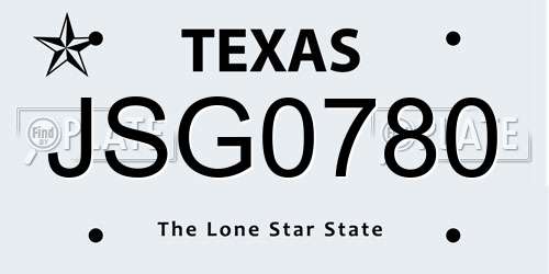 JSG0780 Texas License Plate