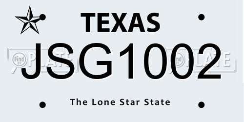 JSG1002 Texas License Plate