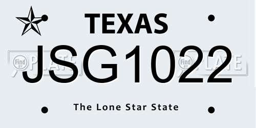 JSG1022 Texas License Plate