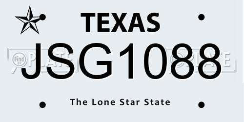 JSG1088 Texas License Plate