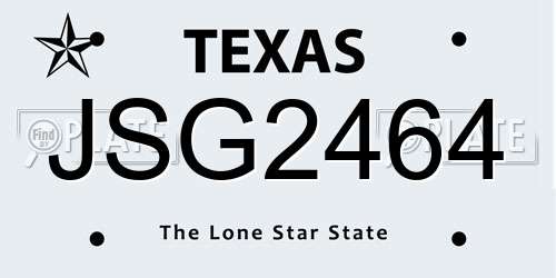 JSG2464 Texas License Plate