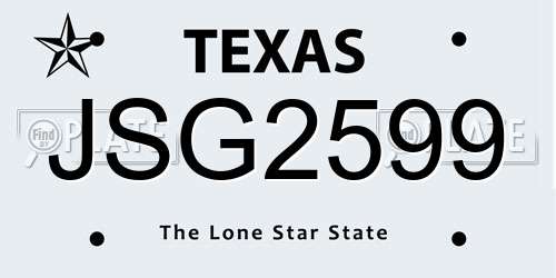 JSG2599 Texas License Plate
