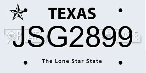JSG2899 Texas License Plate