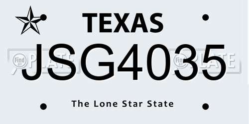 JSG4035 Texas License Plate