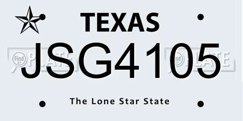 JSG4105 Texas License Plate