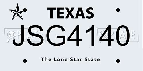JSG4140 Texas License Plate