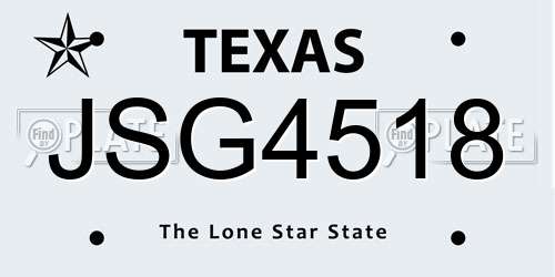 JSG4518 Texas License Plate