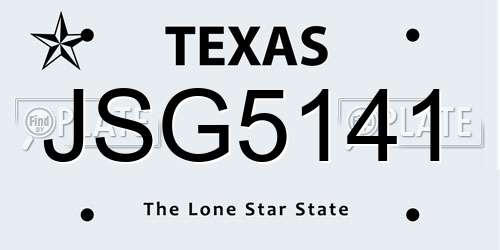 JSG5141 Texas License Plate