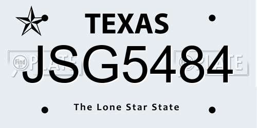 JSG5484 Texas License Plate
