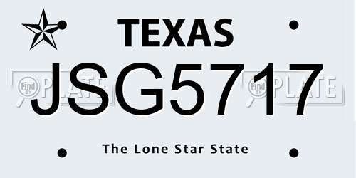 JSG5717 Texas License Plate