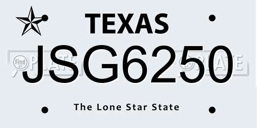 JSG6250 Texas License Plate
