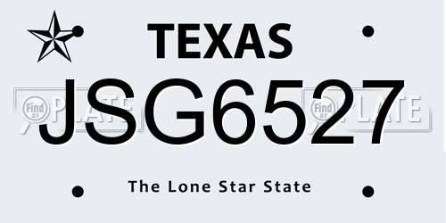 JSG6527 Texas License Plate