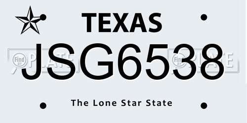 JSG6538 Texas License Plate