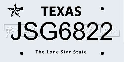 JSG6822 Texas License Plate