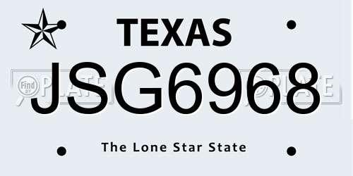 JSG6968 Texas License Plate