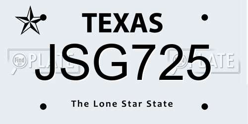 JSG725 Texas License Plate