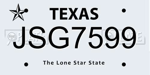 JSG7599 Texas License Plate