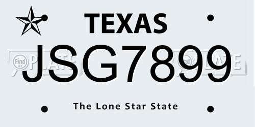JSG7899 Texas License Plate