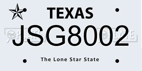 JSG8002 Texas License Plate