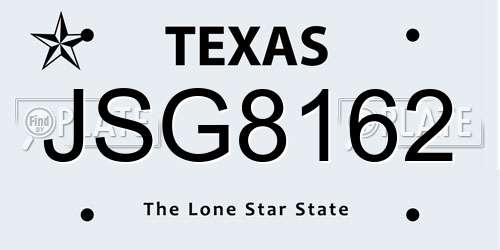 JSG8162 Texas License Plate