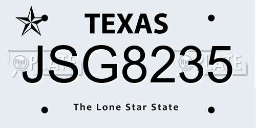 JSG8235 Texas License Plate