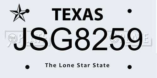 JSG8259 Texas License Plate
