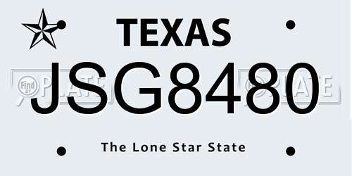 JSG8480 Texas License Plate