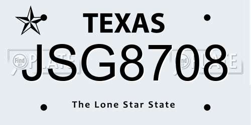 JSG8708 Texas License Plate