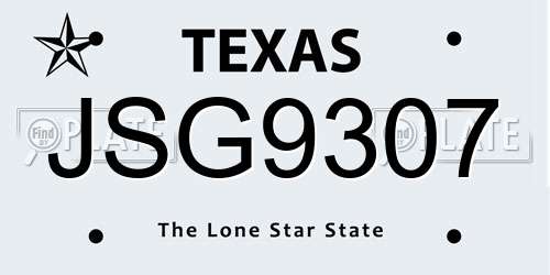 JSG9307 Texas License Plate