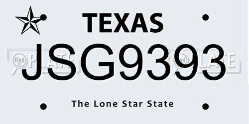 JSG9393 Texas License Plate