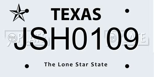 JSH0109 Texas License Plate
