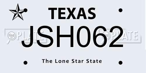 JSH062 Texas License Plate