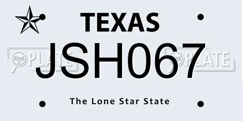 JSH067 Texas License Plate