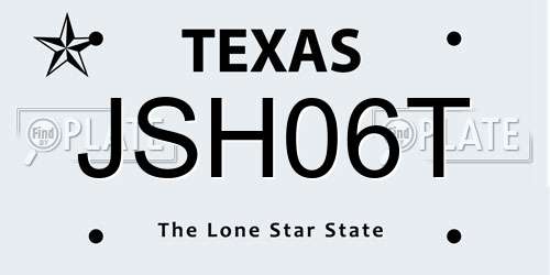 JSH06T Texas License Plate