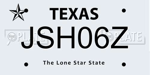 JSH06Z Texas License Plate