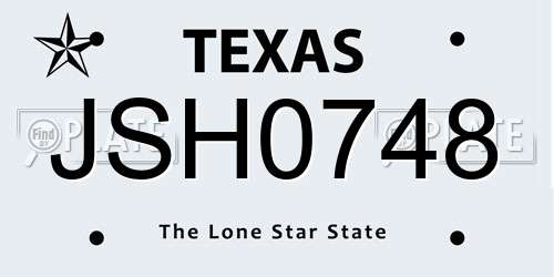 JSH0748 Texas License Plate