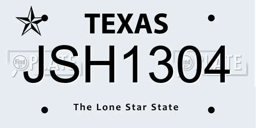 JSH1304 Texas License Plate
