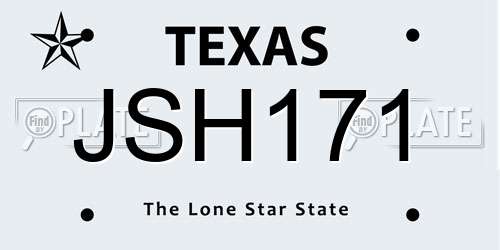 JSH171 Texas License Plate